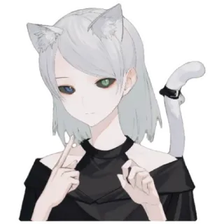 😁 anime, catgirl, kemonomimi, heterochromia telegram sticker