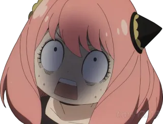 😱 Anya Forger Spy x Family animé, choqué, fille animé, dessin animé, cheveux roses, surprise telegram sticker