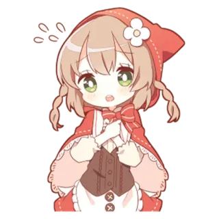 🙂 Chibi, Anime, Fofo, Menina, Flor, Tranças, Chapeuzinho Vermelho telegram sticker