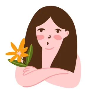 😳 donna, fiore, cartone animato, arte, illustrazione, adesivo telegram sticker