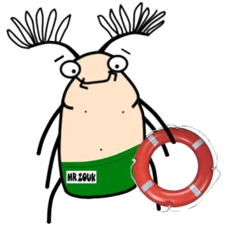 ⭕️ MR.ZOUK Dessin animé, Personnage, Maître nageur, Mr.Zouk, Maillot de bain, Drôle, Sticker telegram sticker
