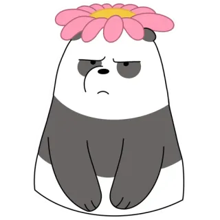 🌸 Panda We Bare Bears Kartun, Panda, Beruang, Bunga, Lucu, Animasi telegram sticker