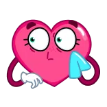 😬 heart, cartoon, emotion, sad, crying, character whatsapp sticker