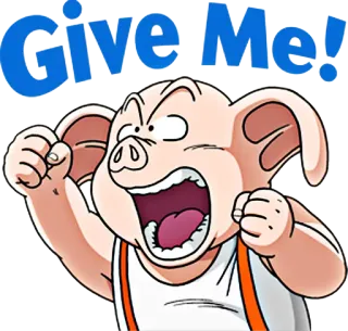 ☹ Oolong Dragon Ball Give Me! Anime, Babi, Marah, Kartun, Dragon Ball telegram sticker