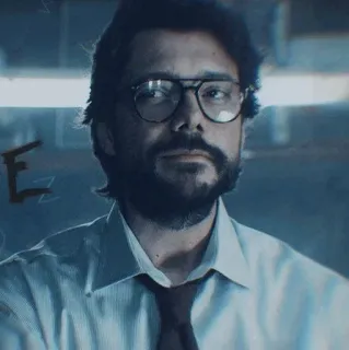 🏦 Professor Money Heist La Casa de Papel, Professeur, Netflix, Télévision, Braquage, Personnage, Lunettes, Série telegram sticker