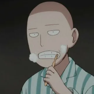 📎 Saitama One-Punch Man Anime, Cepillo de dientes, Cepillarse los dientes, Personaje, Calvo, One Punch Man, Saitama telegram sticker