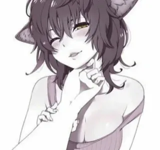 🐱 anime, catgirl, cute, girl, drawing, ears telegram sticker