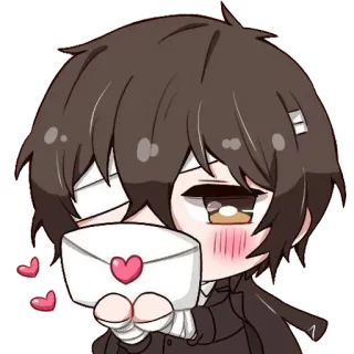 💌 Dazai Osamu Bungou Stray Dogs Anime, Chibi, Liebesbrief, Süß, Dazai, Bungou Stray Dogs telegram sticker