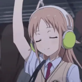 🎧 Anime, Chica, Auriculares, Música, Uniforme escolar whatsapp sticker