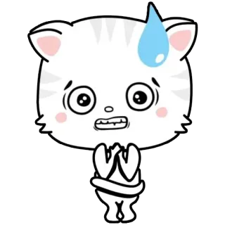😥 고양이, 동물, 스티커, 만화, 걱정, 땀, 표정 telegram sticker