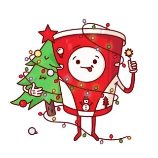 🎄 coffee, christmas, cartoon, holiday, festive, cup, tree telegram sticker