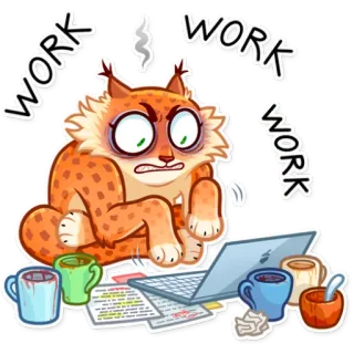 🤯 WORK WORK WORK animal, cat, office, work, computer, tired whatsapp sticker