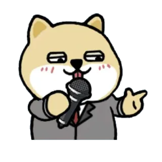 ✳️ dog, microphone, suit, animal, cute, shiba inu, cartoon telegram sticker