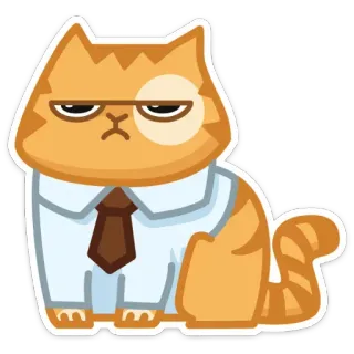 😕 gato, escritório, chefe, animal, fofo, adesivo telegram sticker
