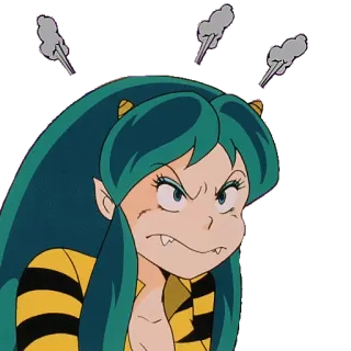 😡 Lum Urusei Yatsura anime, angry, scowling, Lum, Urusei Yatsura, demon, horns telegram sticker