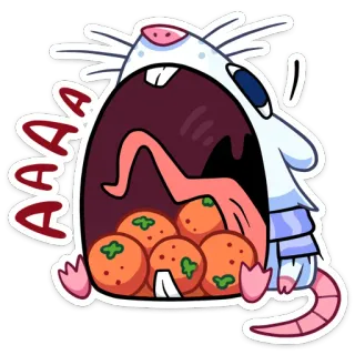 🍊 AAAA tikus, mencit, jeruk, makanan, hewan, kartun, mulut, berteriak, ekspresi whatsapp sticker