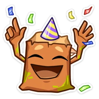 🥳 celebração, festa, confetes, feliz, desenho animado, mascote, chapéu de festa telegram sticker