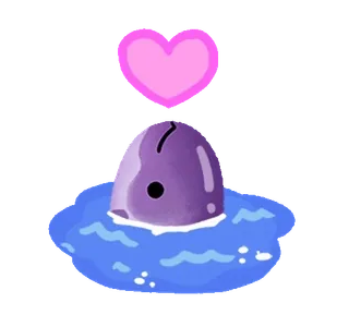🐬 trái tim, tím, dễ thương, nước, trứng telegram sticker