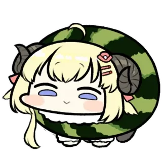 🍉 Anime, Domba, Semangka, Imut, Kartun, Chibi, Stiker telegram sticker