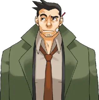 🤨 Dick Gumshoe Ace Attorney 探偵, 私立探偵, エース弁護士, 捜査官 telegram sticker