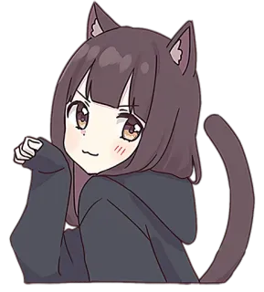😸 anime, cat girl, wink, cartoon, cute, kawaii telegram sticker