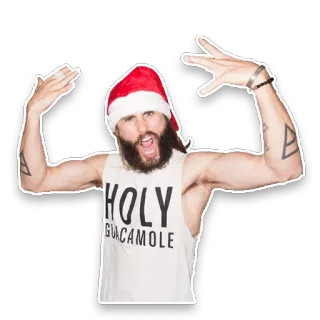 😝 HOLY GUACAMOLE christmas, jared leto, holy guacamole, santa hat telegram sticker