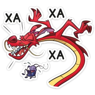 😂 Mushu Mulan XA XA XA dragón, mulán, mushu, dibujos animados, disney, divertido whatsapp sticker
