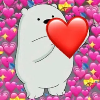 💜 Ice Bear We Bare Bears 만화, 곰, 하트, 귀여운, 사랑, 분홍색 telegram sticker