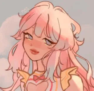 💗 illustration, anime, charakter, kunst, porträt, pastell, zeichnung, pinke haare telegram sticker