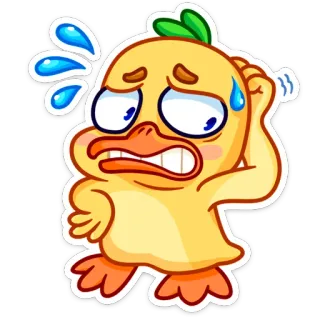 😬 duck, cartoon, emoji, sad, worried, scared whatsapp sticker