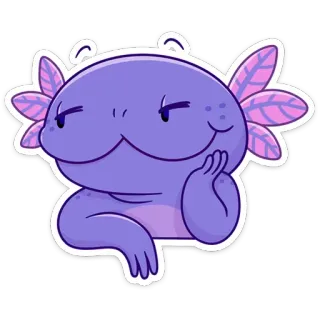 ☺️ Axolotl, Tier, süß, Cartoon, Aufkleber, lila telegram sticker