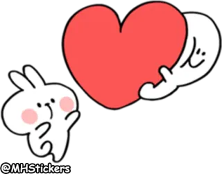 💘 @MHStickers coelho, coração, fofo, amor, adesivo, desenho animado, animal, branco whatsapp sticker