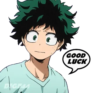😇 Deku My Hero Academia GOOD LUCK Anime, Manga, Héroe, Deku, Buena suerte, My Hero Academia telegram sticker