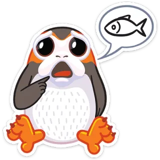 🐟 Porg Star Wars porg, star wars, pez, animal, dibujo animado telegram sticker