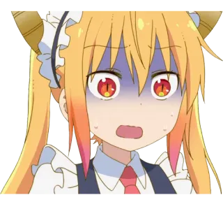 😰 Tohru Miss Kobayashi's Dragon Maid Anime, Drago, Maid, Tohru, imbarazzato/a telegram sticker