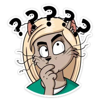 ❓ cartoon, question marks, cat, thinking, confused, questioning telegram sticker
