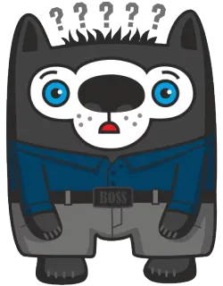 😧 BOSS animal, cachorro, desenho animado, personagem, chefe telegram sticker