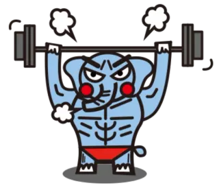 💪 Elefant, Gewichtheben, Cartoon, Fitnessstudio, Fitness, Kraft, Übung telegram sticker
