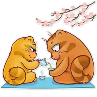 💑 gatos, chá, fofo, animais, adesivo, desenho animado telegram sticker