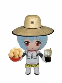 💙 Rei Ayanami Evangelion para você anime, doll, food, beverage, hat, Rei telegram sticker