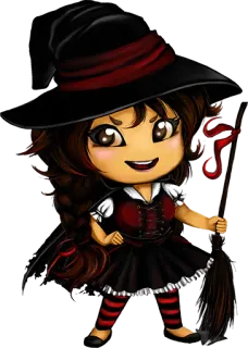 💆 heks, halloween, cartoon, bezem, magie, kostuum telegram sticker