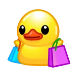 🛍 Ente, Shopping, Taschen, niedlich, Cartoon, Tier, gelb whatsapp sticker