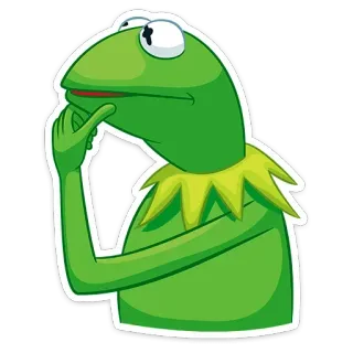 🤔 Kermit The Muppets Kermit the Frog, Muppets, thinking, pondering, green, frog, character, sticker telegram sticker
