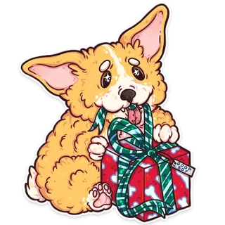🎁 GOOD BOY anjing, corgi, hadiah, kado, anak baik, hewan peliharaan, binatang telegram sticker