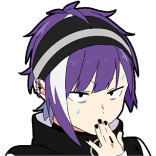 🤭 anime, manga, cartoon, character, purple hair, headband whatsapp sticker