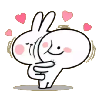 😍 coelho, amor, abraço, desenho animado, fofo, corações telegram sticker