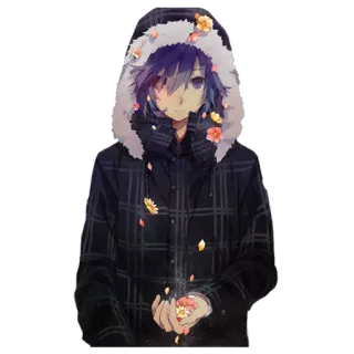 😊 Anime, Hoodie, Charakter, Blumen, Illustration, Kunst whatsapp sticker