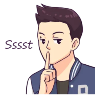 🤫 Shhhh! shush, silence, quiet, secret, boy, finger, gesture telegram sticker