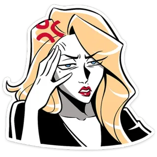 😮‍💨 marah, frustrasi, wanita, rambut pirang, kartun telegram sticker