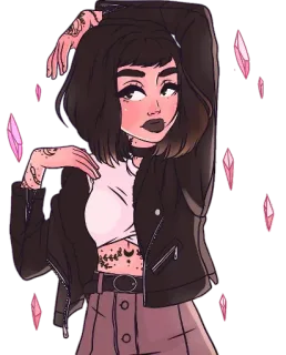 😒 donna, ragazza, moda, stile, ritratto, illustrazione, arte, adesivo telegram sticker